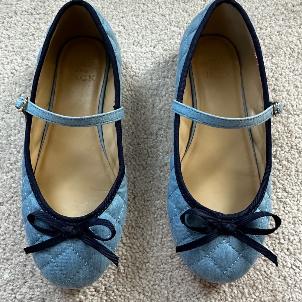 Janie and Jack Blue Dress Shoes with Bow Detail
